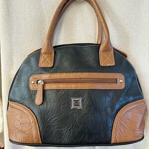 Stone Mountain Two-Tone Black and Brown Handbag